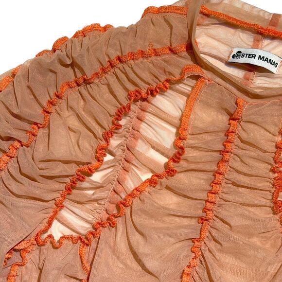 Ester Manas mesh “peephole” crop top + ruffled skirt (set) - Picture 4 of 5